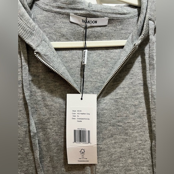 Thakoon Sweater full zip oversized hoodie, size XL, color heather gray NWT - Picture 5 of 9